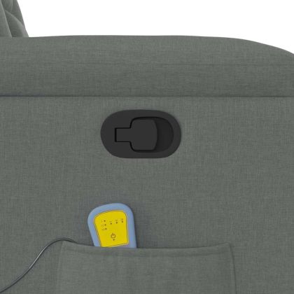 Изправящ масажен реклайнер стол,тъмносив, текстил