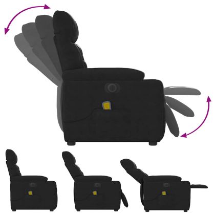 Електрически масажен наклоняем стол черен микрофибърен текстил