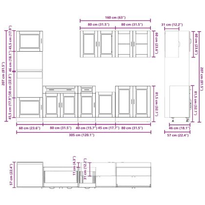 Комплект кухненски шкафове от 7 части Kalmar, инженерно дърво