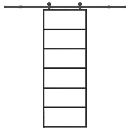 Плъзгаща се врата с обков 76x205 см ESG стъкло и алуминий