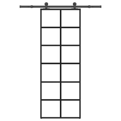 Плъзгаща се врата с обков 76x205 см ESG стъкло и алуминий