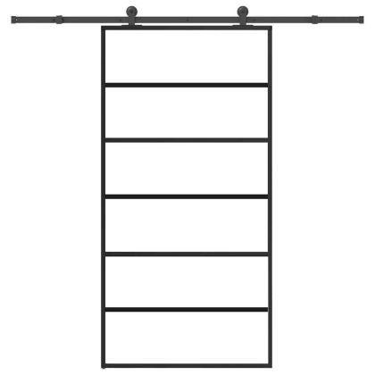 Плъзгаща се врата с механизъм 102x205 см ESG стъкло и алуминий