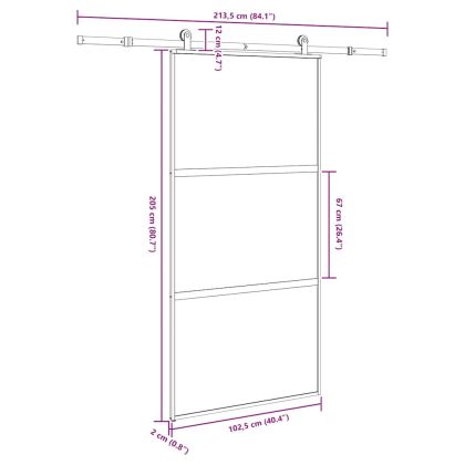 Плъзгаща се врата с обков 102,5x205 см Закалено стъкло&Алуминий