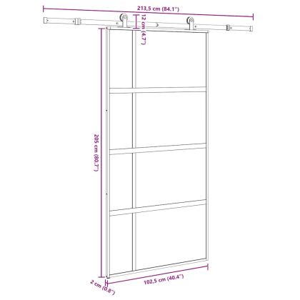 Плъзгаща се врата с обков 102,5x205 см Закалено стъкло алуминий