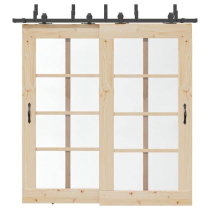 Комплект механизъм за плъзгаща врата, 213,5 см, стомана, черен