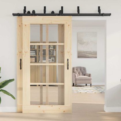 Комплект механизъм за плъзгаща врата, 213,5 см, стомана, черен