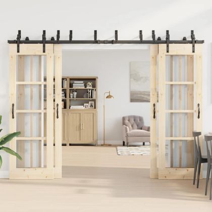 Комплект механизъм за плъзгаща врата, 305 см, стомана, черен