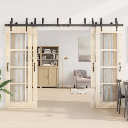 Комплект механизъм за плъзгаща врата, 305 см, стомана, черен