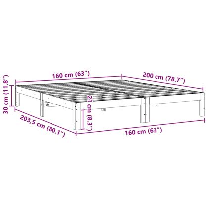 Рамка за легло без матрак, восъчнокафяв, 160x200 см, бор масив