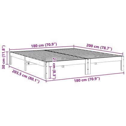 Рамка за легло без матрак, восъчнокафяв, 180x200 см, бор масив
