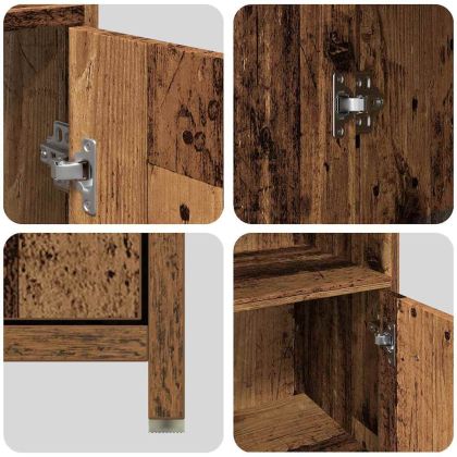 Комплект мебели за баня от 3 части старо дърво инженерно дърво