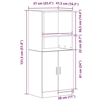 Кухненски шкаф, дъб артизан, 57x41,5x131,5 см, инженерно дърво