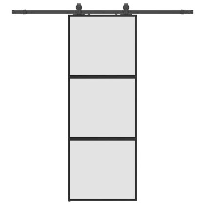 Плъзгаща се врата с комплект обков Черно 76x205 cm