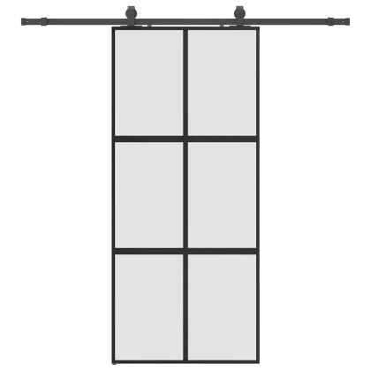 Плъзгаща се врата с комплект обков Черно 90x205 cm