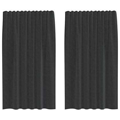 Пердета от воал с прът джобове, 2 бр, черно