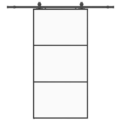 Плъзгаща се врата с механизъм черна 102x205 см ESG стъкло