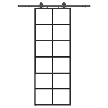Плъзгаща се врата с обков черна 76x205 см ESG стъкло