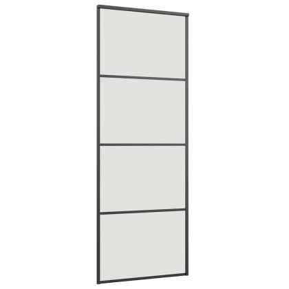 Плъзгаща се врата с обков черна 76x205 см ESG стъкло