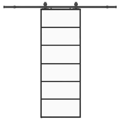 Плъзгаща се врата с обков черна 76x205 см ESG стъкло