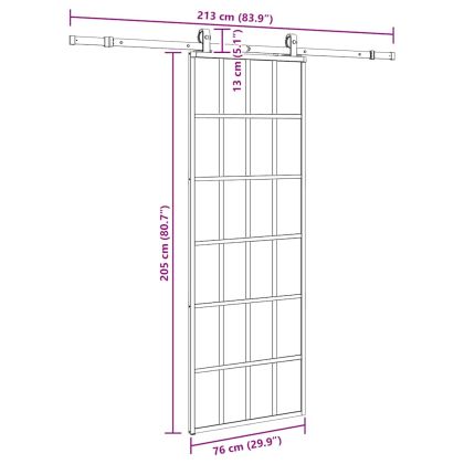 Плъзгаща се врата с обков черна 76x205 см ESG стъкло