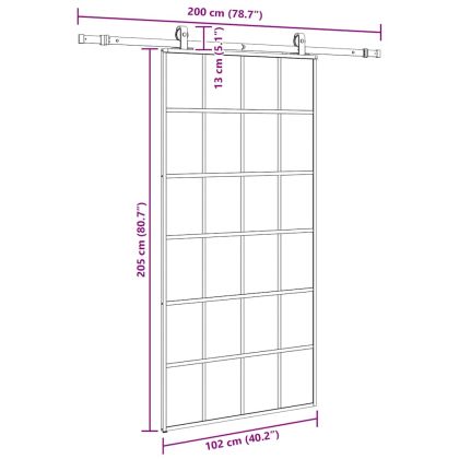 Плъзгаща се врата с механизъм черна 102x205 см ESG стъкло