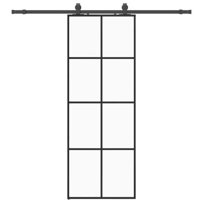 Плъзгаща се врата с обков черна 76x205 см ESG стъкло