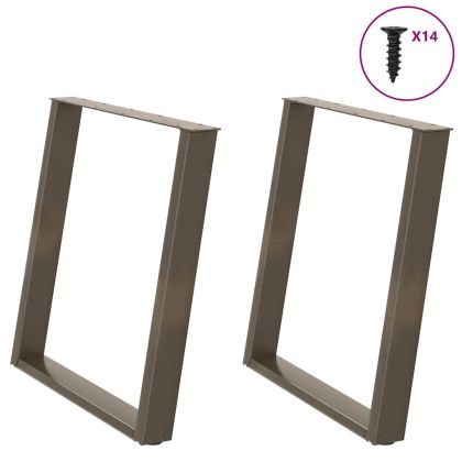 Крака за трапезна маса, U-образни, 2 бр., естествена стомана, 70 x (72-73) см, стомана