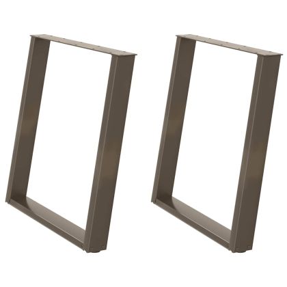 Крака за трапезна маса, U-образни, 2 бр., естествена стомана, 70 x (72-73) см, стомана