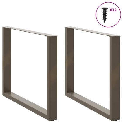 Крака за трапезна маса, U-образни, 2 бр., естествена стомана, 100 x (72-73) см, стомана