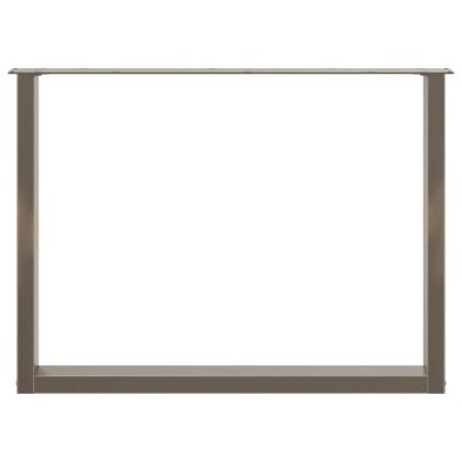 Крака за трапезна маса, U-образни, 2 бр., естествена стомана, 100 x (72-73) см, стомана