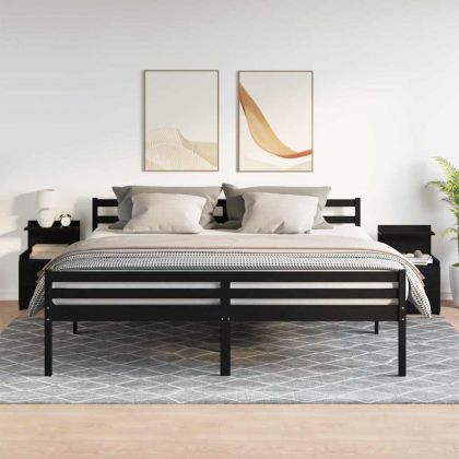 Нощни шкафчета, 2 бр. с 2 чекмеджета, черни, 40x36,5x62 см