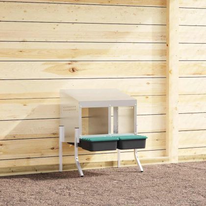 Кутия за гнездене за пилета с 2 отделения и крака, поцинкована стомана