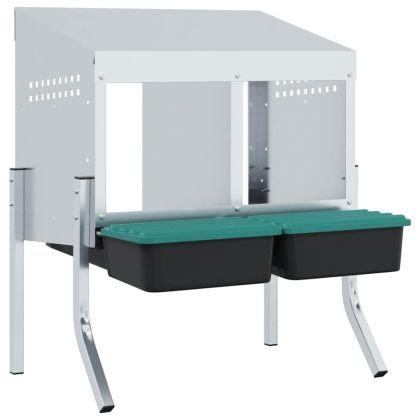 Кутия за гнездене за пилета с 2 отделения и крака, поцинкована стомана