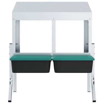 Кутия за гнездене за пилета с 2 отделения и крака, поцинкована стомана