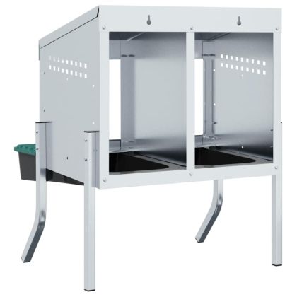 Кутия за гнездене за пилета с 2 отделения и крака, поцинкована стомана