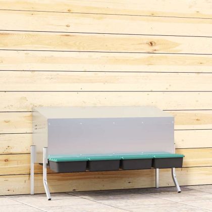 Кутия за гнездене за пилета с 3 отделения и крака, поцинкована стомана