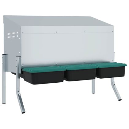 Кутия за гнездене за пилета с 3 отделения и крака, поцинкована стомана