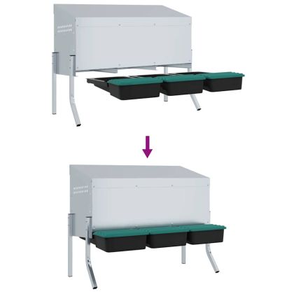 Кутия за гнездене за пилета с 3 отделения и крака, поцинкована стомана