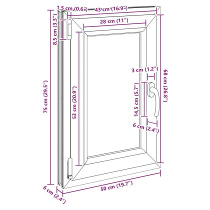 Прозорец за мазе "RISOR" 50x75 см Отварящо-отваряем DIN ляв антрацит