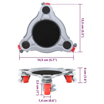 Мебелни колелца 4 бр. с повдигач 14,5x13,5x4 см стомана 400 кг