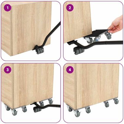 Мебелни колелца 4 бр. с повдигач 13,5x13,5x6 см, стомана 1300 кг