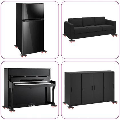 Мебелни колелца 4 бр. с повдигач, черни, 13,5x13,5x4,2 см, 300 кг