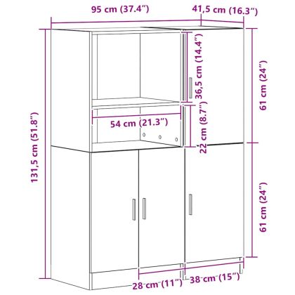 Комплект кухненски шкафове 2 части старо дърво инженерно дърво