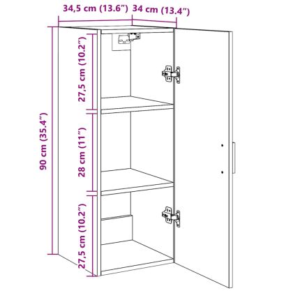 Стенен шкаф, черен дъб, 34,5x34x90 см, инженерно дърво