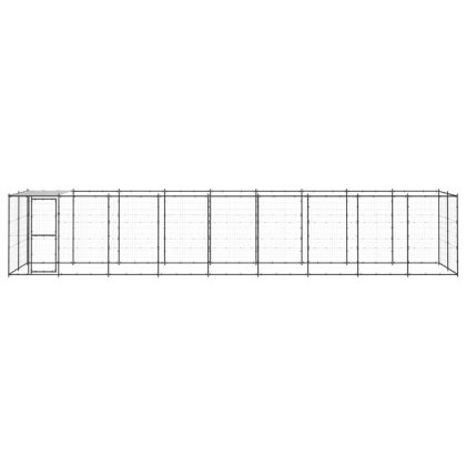 Външна клетка за кучета с покрив, стомана, 21,78 м²