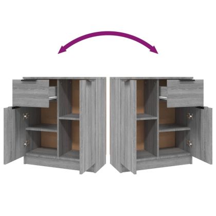 Сайдборди, 2 бр, Сив сонома, 60x30x70 см, инженерно дърво