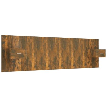 Горна табла за легло с шкафчета, опушен дъб, инженерно дърво