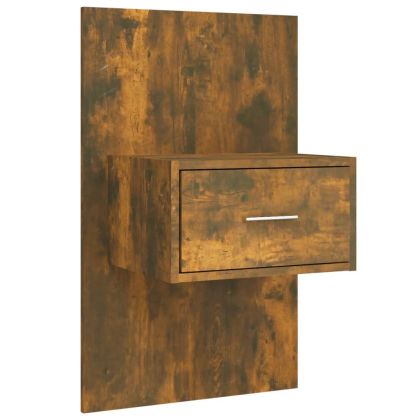 Горна табла за легло с шкафчета, опушен дъб, инженерно дърво