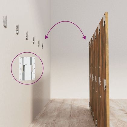 Горна табла за легло с шкафчета, опушен дъб, инженерно дърво