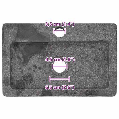 Стенна мивка сива 38x24x6,5 см мрамор